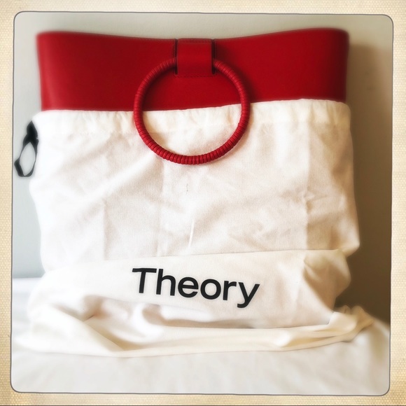 BRAND NEW THEORY LARGE HOOP TOTE IN RED LEATHER!! - Picture 3 of 8